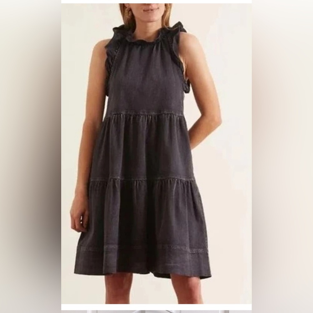 Black Ulla Johnson Ruffled Sleeveless Dress